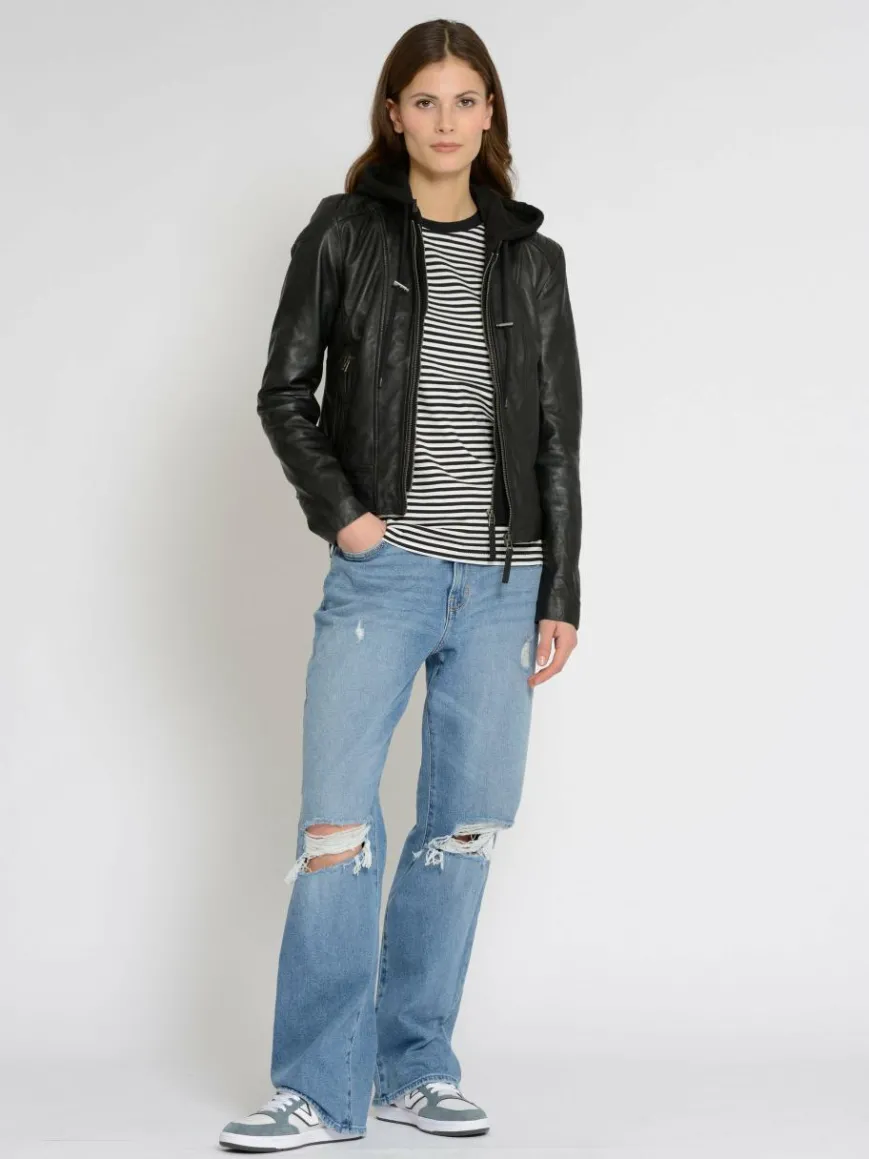 Maze Blazer*Damen Lederjacke schwarz uni