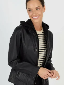 JCC Jacken & Westen*Damen Lederjacke schwarz uni