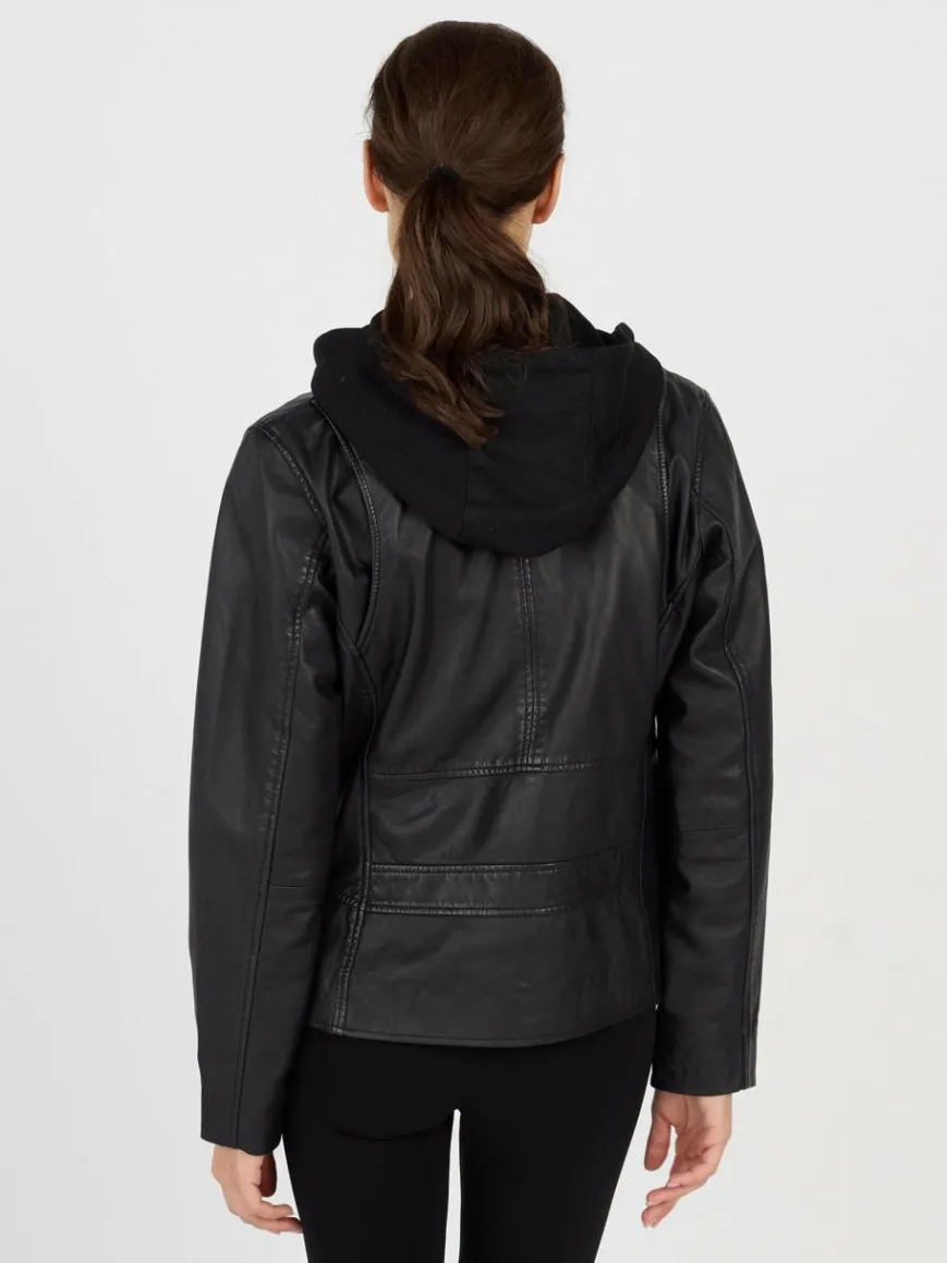 JCC Jacken & Westen*Damen Lederjacke schwarz uni