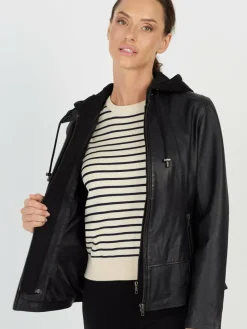 JCC Jacken & Westen*Damen Lederjacke schwarz uni