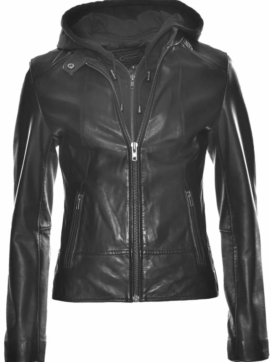 JCC Jacken & Westen*Damen Lederjacke schwarz uni