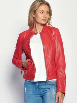 Maze Jacken & Westen*Damen Lederjacke rot uni