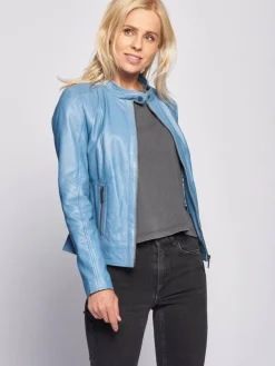 Maze Jacken & Westen*Damen Lederjacke blau uni