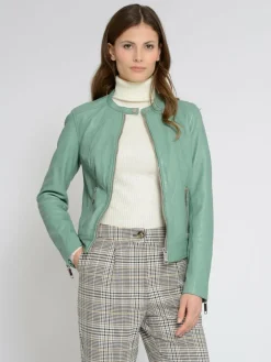 Maze Jacken & Westen*Damen Lederjacke grün uni