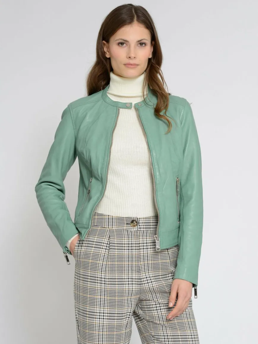 Maze Jacken & Westen*Damen Lederjacke grün uni