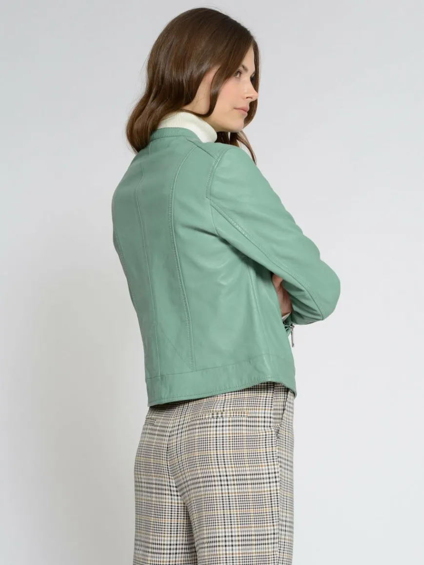 Maze Jacken & Westen*Damen Lederjacke grün uni
