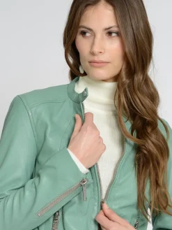 Maze Jacken & Westen*Damen Lederjacke grün uni