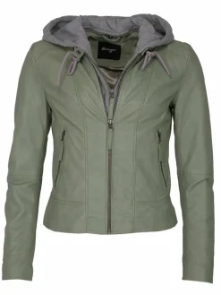 Maze Blazer*Damen Lederjacke grün uni