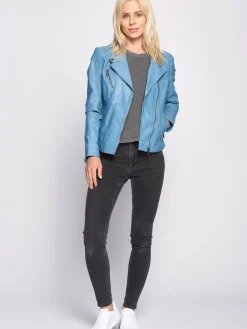 Maze Jacken & Westen*Damen Lederjacke hellblau uni