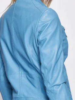 Maze Jacken & Westen*Damen Lederjacke hellblau uni
