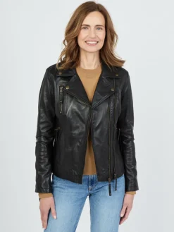 JCC Jacken & Westen*Damen Lederjacke schwarz uni