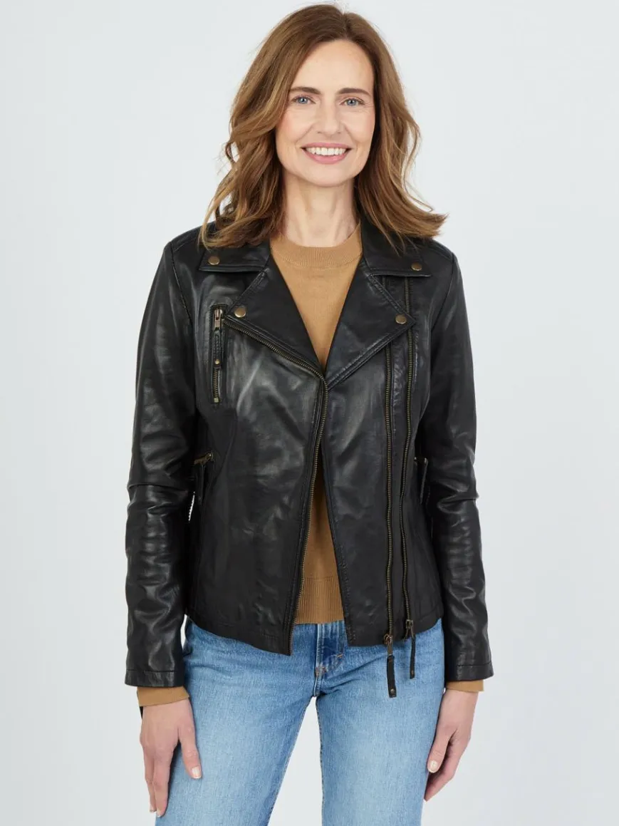 JCC Jacken & Westen*Damen Lederjacke schwarz uni