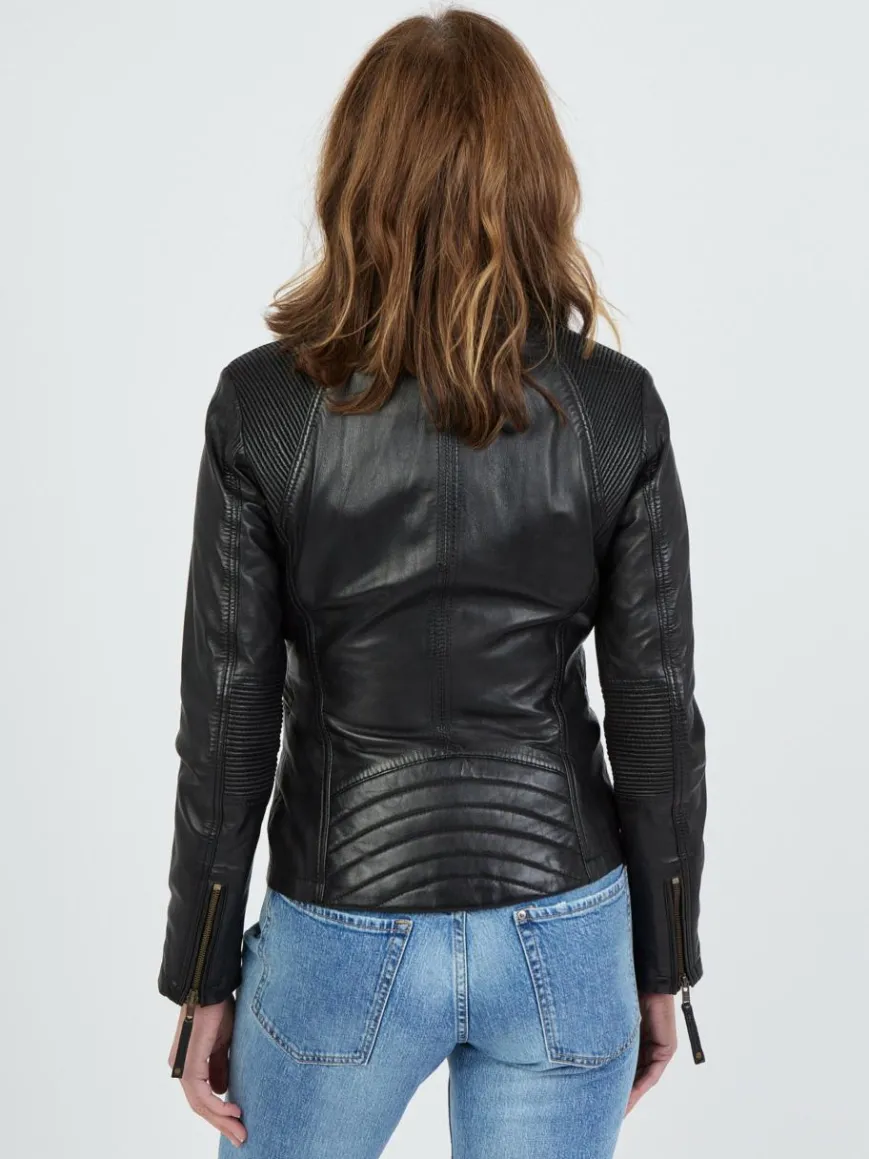 JCC Jacken & Westen*Damen Lederjacke schwarz uni