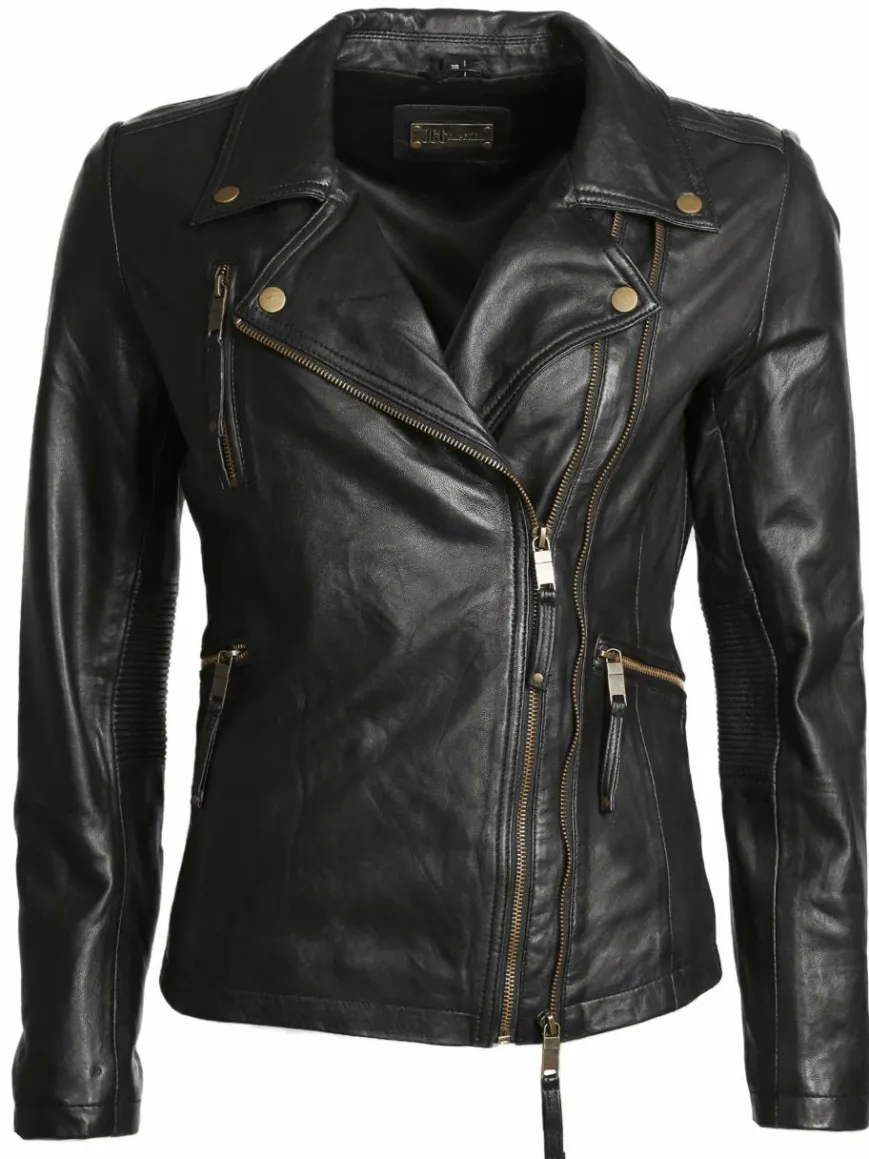 JCC Jacken & Westen*Damen Lederjacke schwarz uni