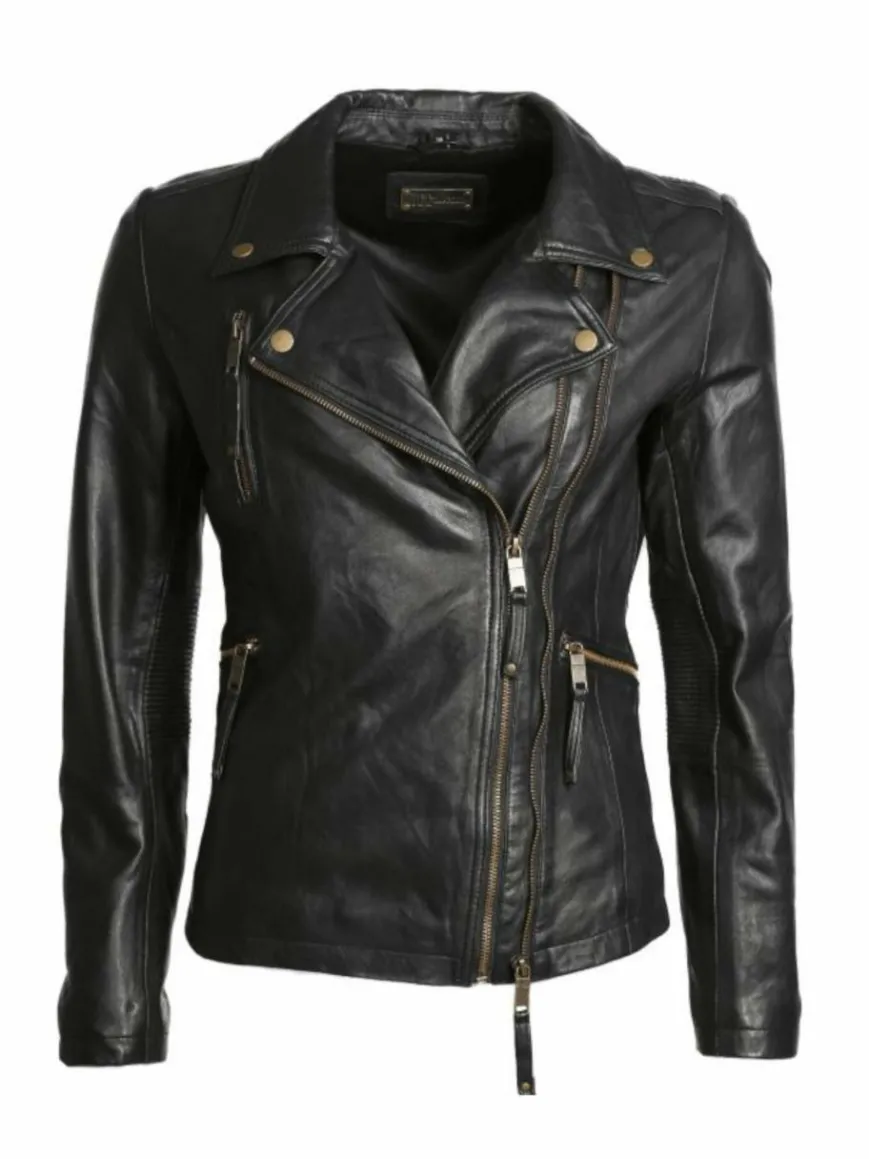 JCC Jacken & Westen*Damen Lederjacke schwarz uni