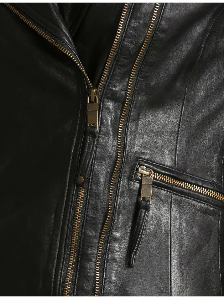 JCC Jacken & Westen*Damen Lederjacke schwarz uni