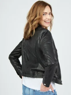 JCC Jacken & Westen*Damen Lederjacke schwarz uni