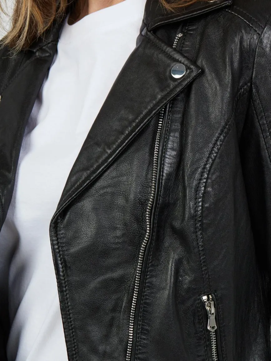 JCC Jacken & Westen*Damen Lederjacke schwarz uni