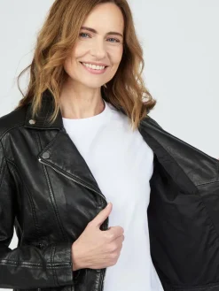 JCC Jacken & Westen*Damen Lederjacke schwarz uni