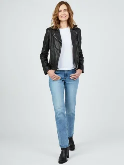 JCC Jacken & Westen*Damen Lederjacke schwarz uni