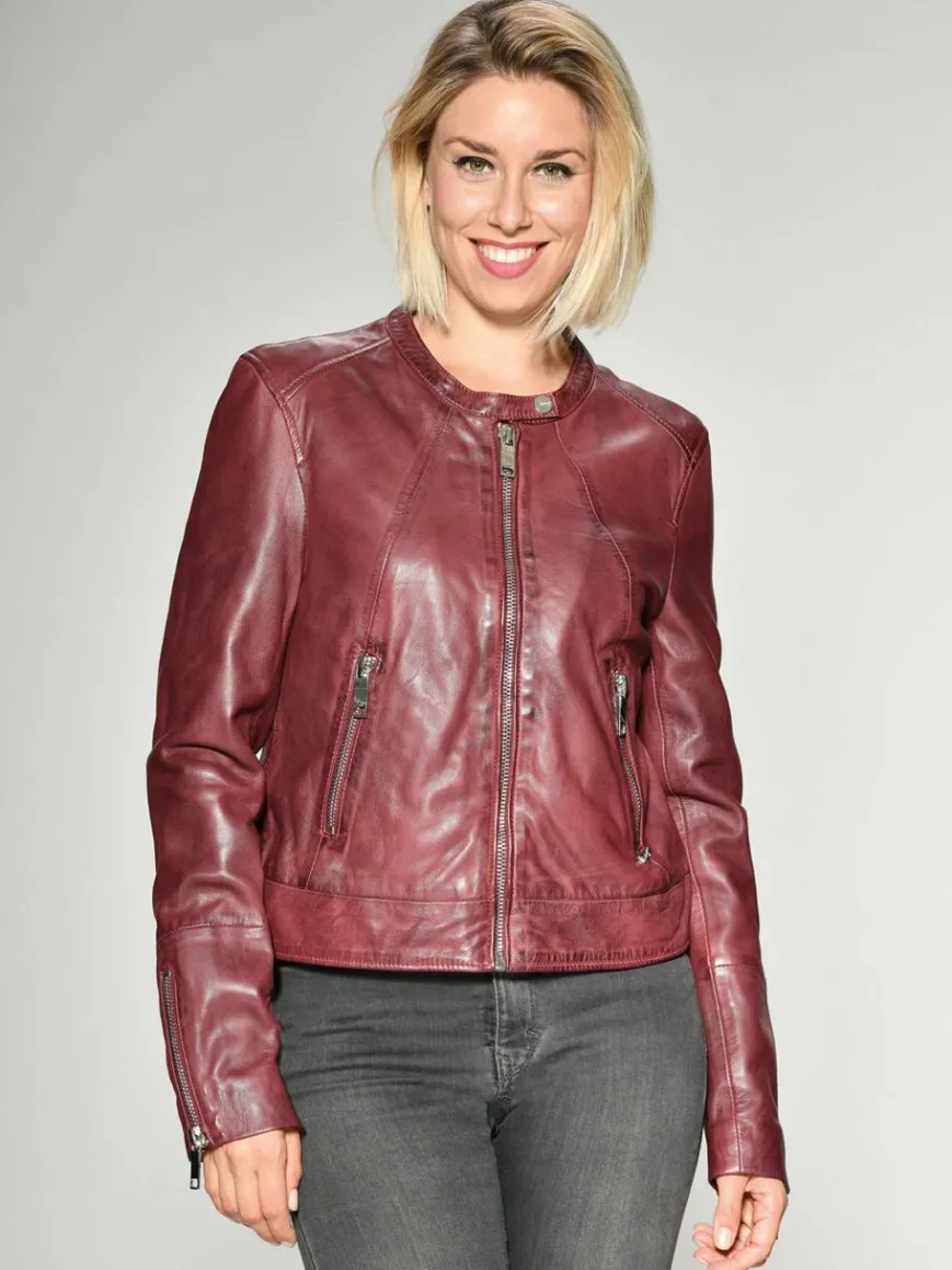 Maze Jacken & Westen*Damen Lederjacke bordeaux uni