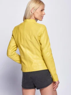 Maze Jacken & Westen*Damen Lederjacke gelb uni