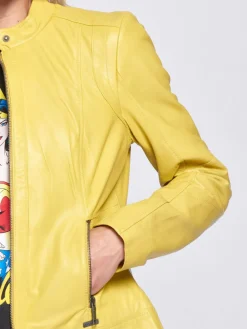 Maze Jacken & Westen*Damen Lederjacke gelb uni