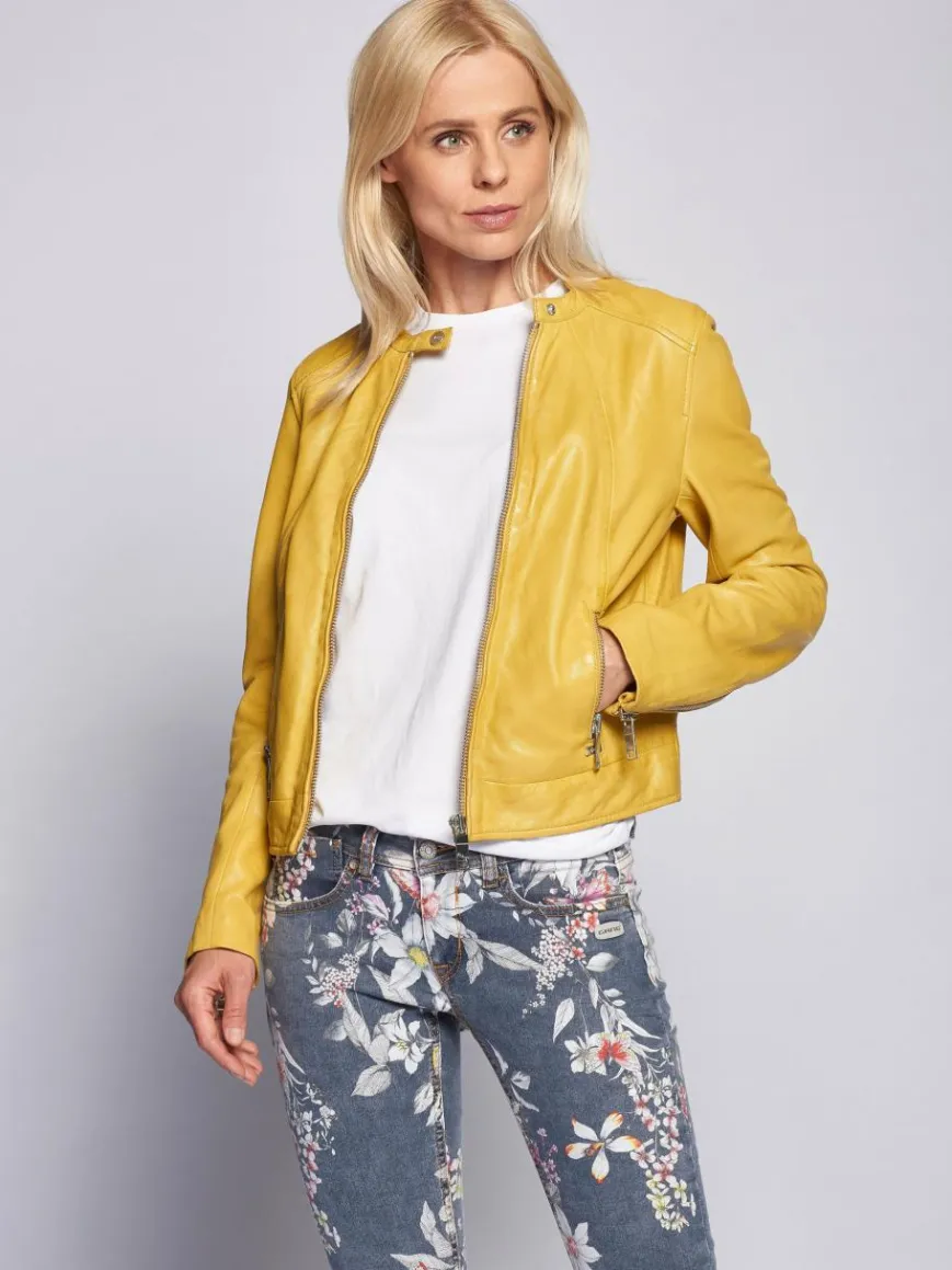 Maze Jacken & Westen*Damen Lederjacke gelb uni
