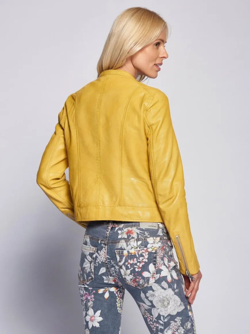 Maze Jacken & Westen*Damen Lederjacke gelb uni