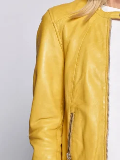 Maze Jacken & Westen*Damen Lederjacke gelb uni
