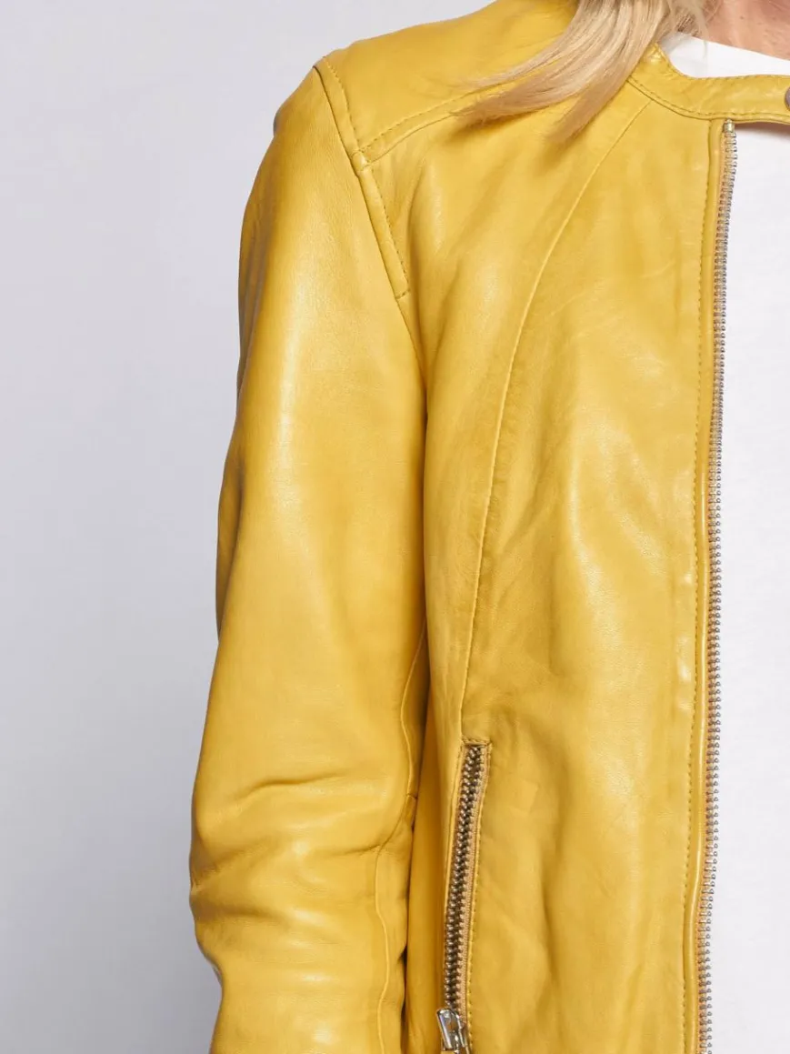Maze Jacken & Westen*Damen Lederjacke gelb uni