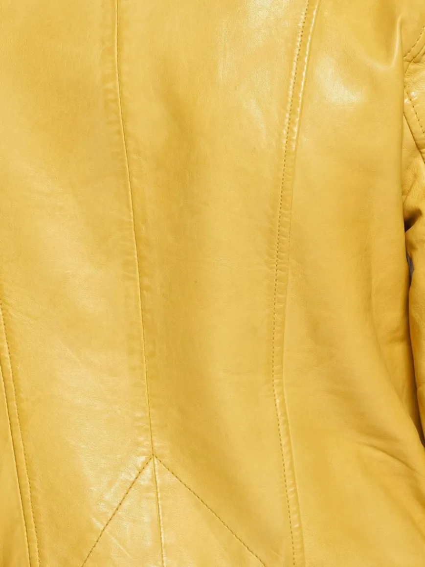 Maze Jacken & Westen*Damen Lederjacke gelb uni