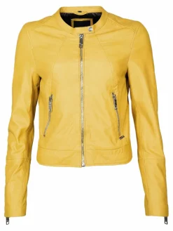 Maze Jacken & Westen*Damen Lederjacke gelb uni