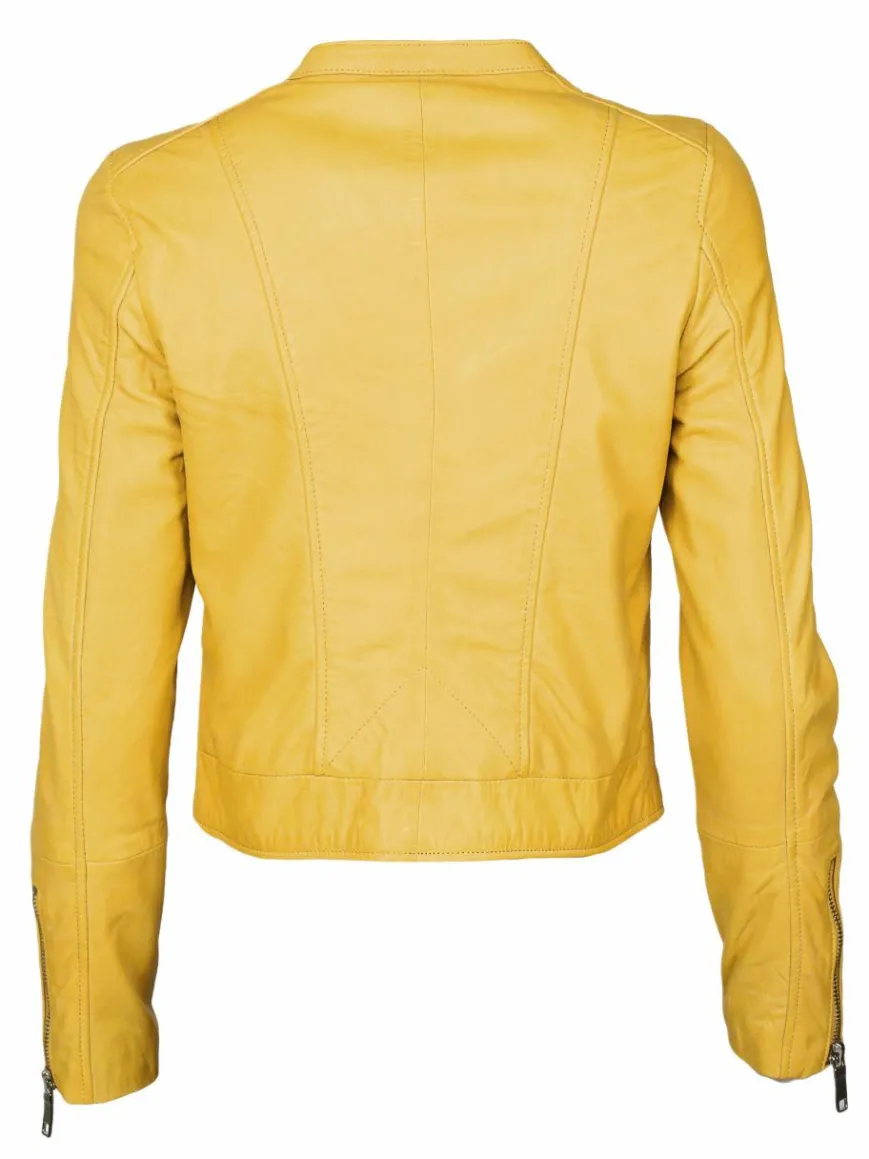 Maze Jacken & Westen*Damen Lederjacke gelb uni