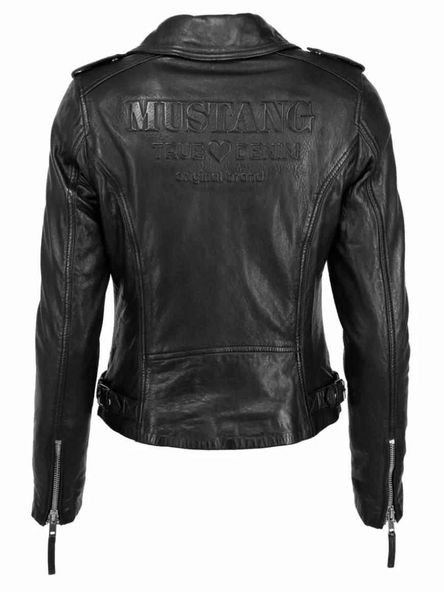 Mustang Blazer*Damen Lederjacke schwarz uni
