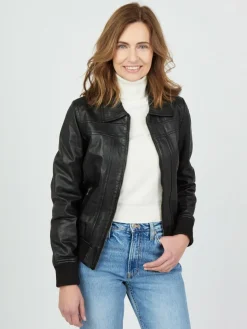 JCC Jacken & Westen*Damen Lederjacke schwarz uni