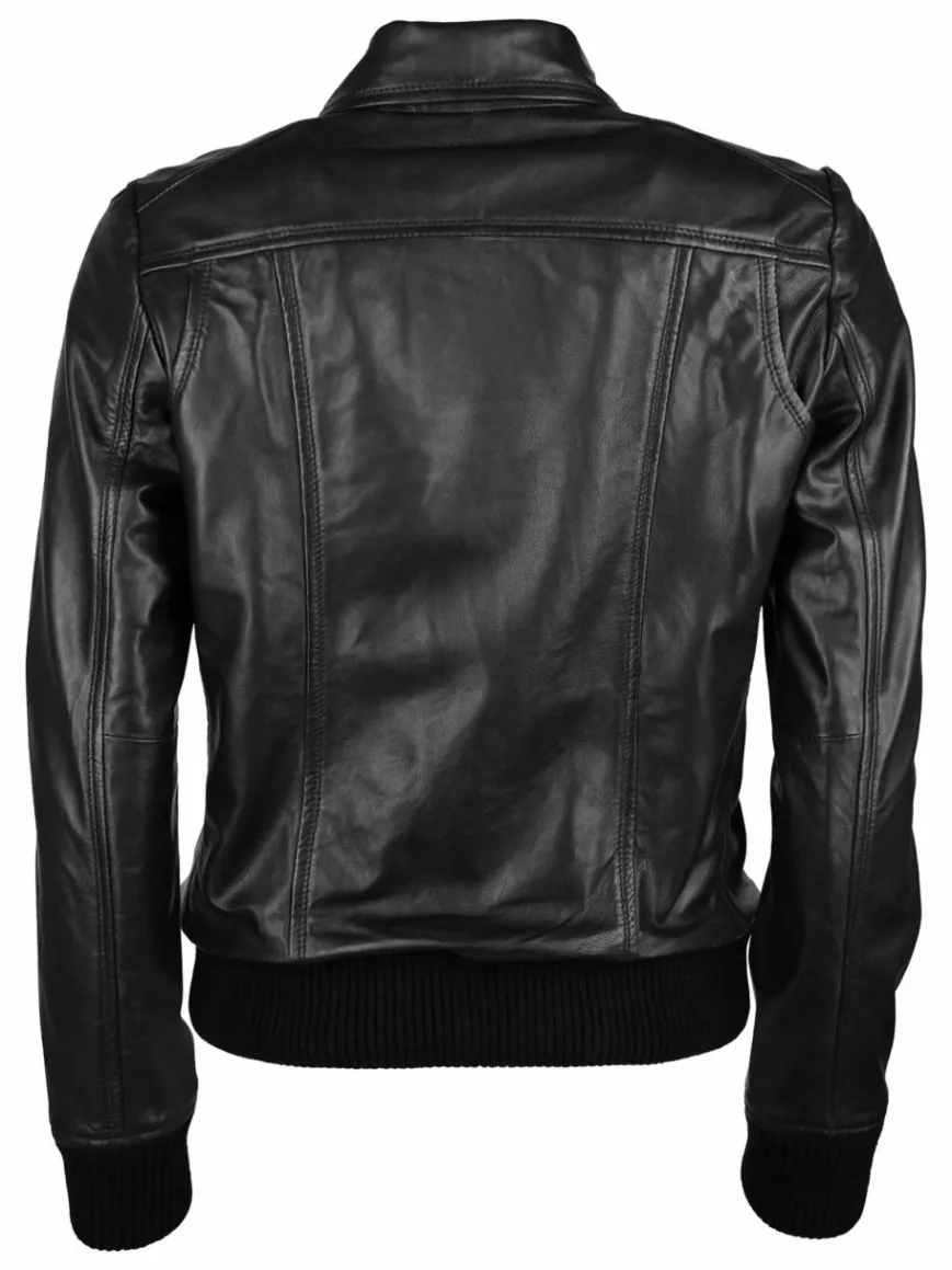 JCC Jacken & Westen*Damen Lederjacke schwarz uni