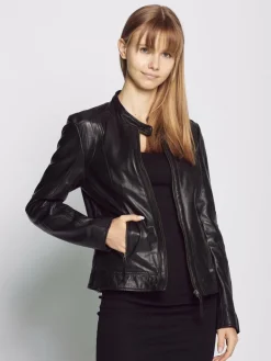 Maze Jacken & Westen*Damen Lederjacke schwarz uni