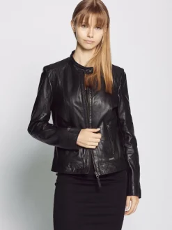 Maze Jacken & Westen*Damen Lederjacke schwarz uni