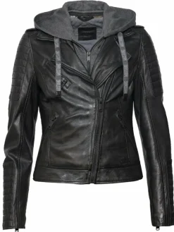 Mustang Blazer*Damen Lederjacke schwarz uni