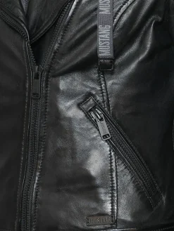 Mustang Blazer*Damen Lederjacke schwarz uni