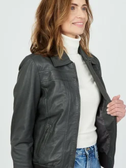 JCC Jacken & Westen*Damen Lederjacke grau uni