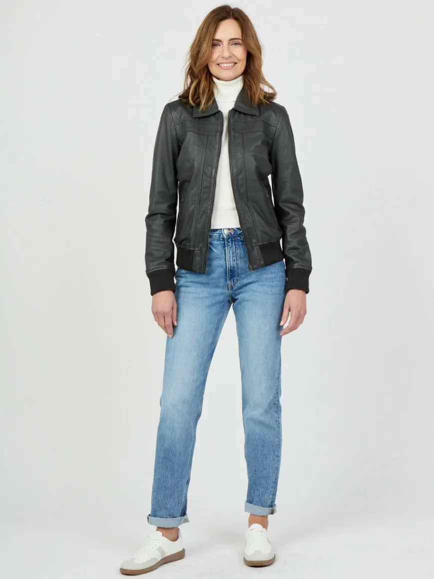 JCC Jacken & Westen*Damen Lederjacke grau uni