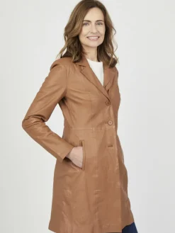 JCC Jacken & Westen*Damen Ledermantel cognac uni