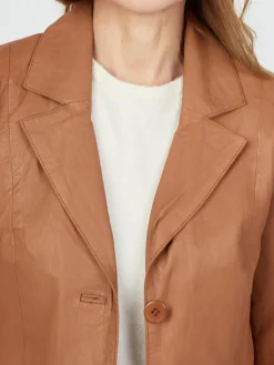 JCC Jacken & Westen*Damen Ledermantel cognac uni