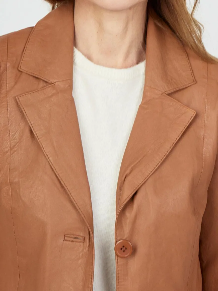 JCC Jacken & Westen*Damen Ledermantel cognac uni