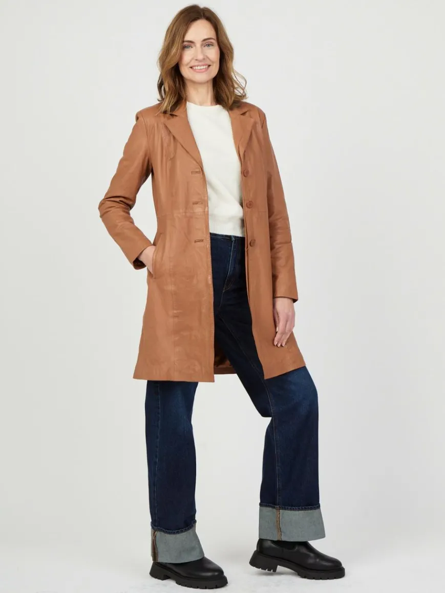 JCC Jacken & Westen*Damen Ledermantel cognac uni