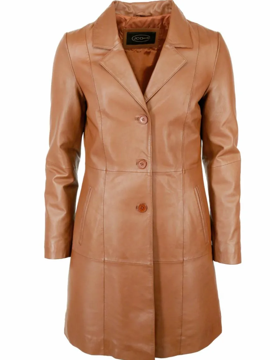 JCC Jacken & Westen*Damen Ledermantel cognac uni