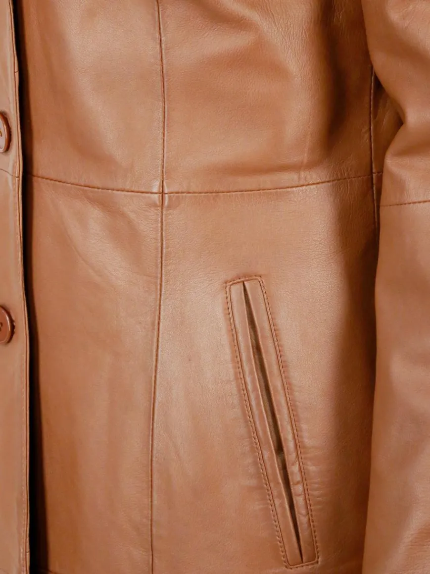 JCC Jacken & Westen*Damen Ledermantel cognac uni