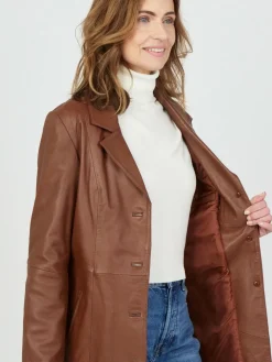 JCC Jacken & Westen*Damen Ledermantel braun uni